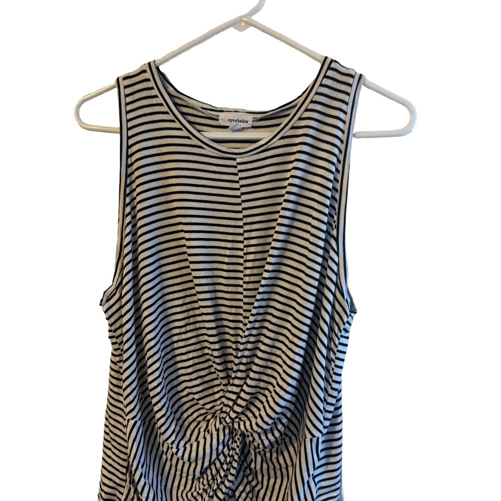 Eyeshadow Black and White Tie Front Tank Top